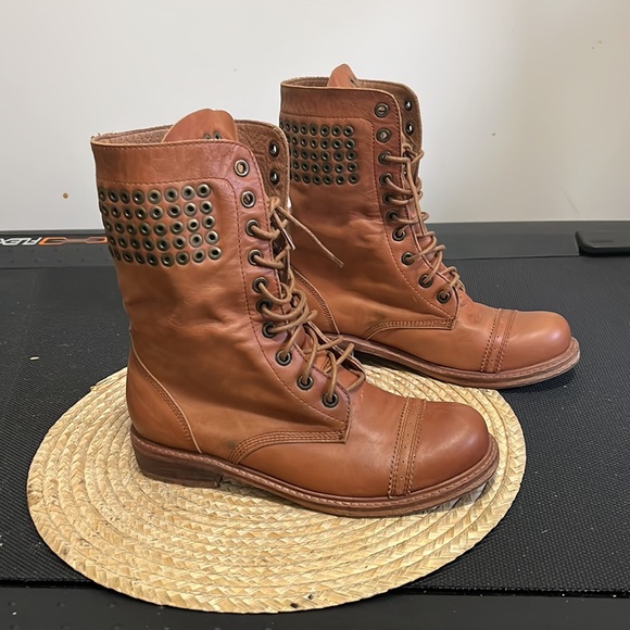 ZIGI Girl Funky Western Fold Over Leather Combat Boots Size 8.5 - Picture 4 of 16